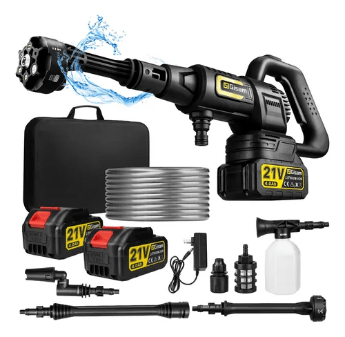 Hidrolavadora inalámbrica GISAM P3717 (2610 PSI, motor sin escobillas, negra)